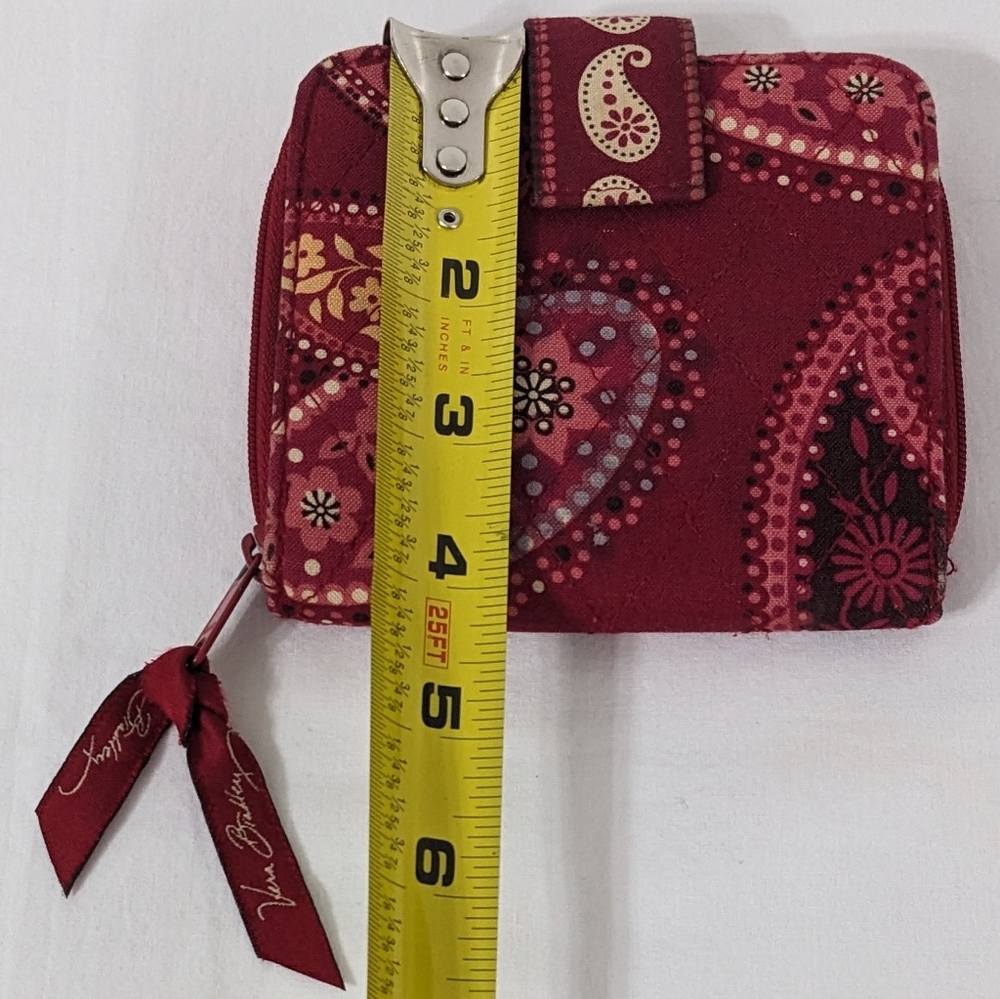 Vera Bradley Retired Mesa Red Burgundy Bifold Wallet Change ID Bandana Paisley - Picture 12 of 13